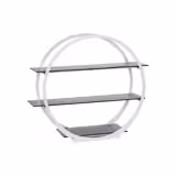 Etagere / Buffet Stand - round - Ø390mm - Stainless steel frame & white plexiglass shelves - White - with 3 shelves