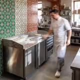 Commercial Pizza Prep Counter - Granite Top PREMIUM - 1600x800mm - with 2 doors & 3 drawers