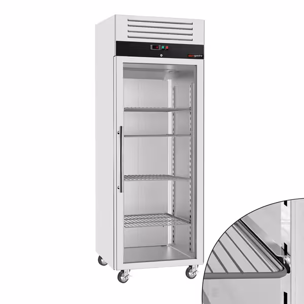 Vrieskast RVS ECO - GN 2/1 - 740mm - 700liter - tot -18°C - met 1 glazen deur - geforceerde koeling, automatische ontdooiing & slot