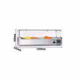 Gekoelde opzetvitrine ECO - 1200x335mm - 5x GN 1/4 - met glasopbouw