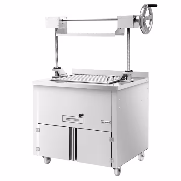 Commercial Charcoal Grill - Lift-Grill (hand crank) - Warmplate 680×220 mm - 940×800×1685 mm