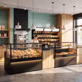 Toronto Bakery Bread Counter – 1500 mm width - ambient - black front - 1 glass shelf - LED lighting