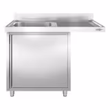 Fregadero para lavavajillas PREMIUM - 1200x600mm - izquierda - con peto posterior - con estante inferior - con escurridor