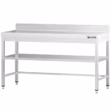 Tavolo da lavoro in acciaio inox PREMIUM - 1800x800mm - con ripiano inferiore & alzatina & ripiano intermedio & traversi di rinforzo