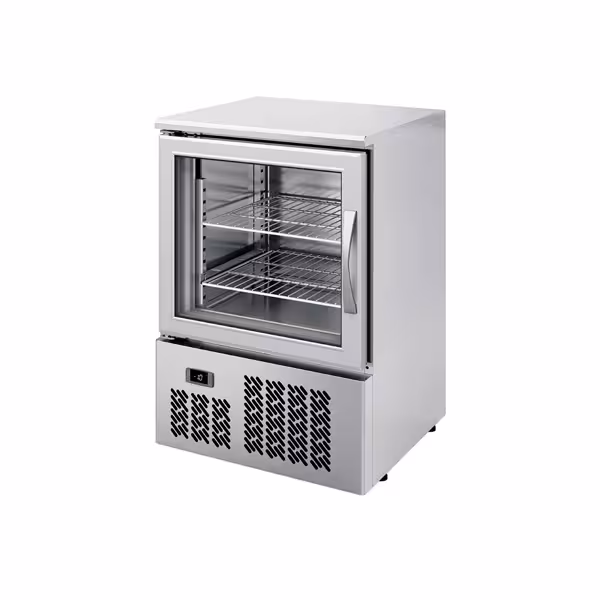 Mini displayvrieskast PREMIUM - RVS - 570mm - 95 liter - met 1 glazen deur - RVS deur