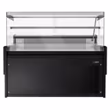 Koeltoonbank - 1580x975mm - 140 liter - kleur zwart - achterzijde 2 schuifdeuren - rechte ruit - marmeren werkblad