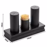 (12 pcs) Ménagère 3 pièces - sel, poivre et cure-dents - Support en acier inoxydable - Acier inoxydable - Hauteur:100mm - Noir