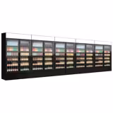 (5 pcs) Commercial Beverage Display Fridge with Illuminated Canopy - 6000mm - 6000 Litres - with 10 hinged glass doors - LED lighting - Black - Temperature range 1 to 10 °C