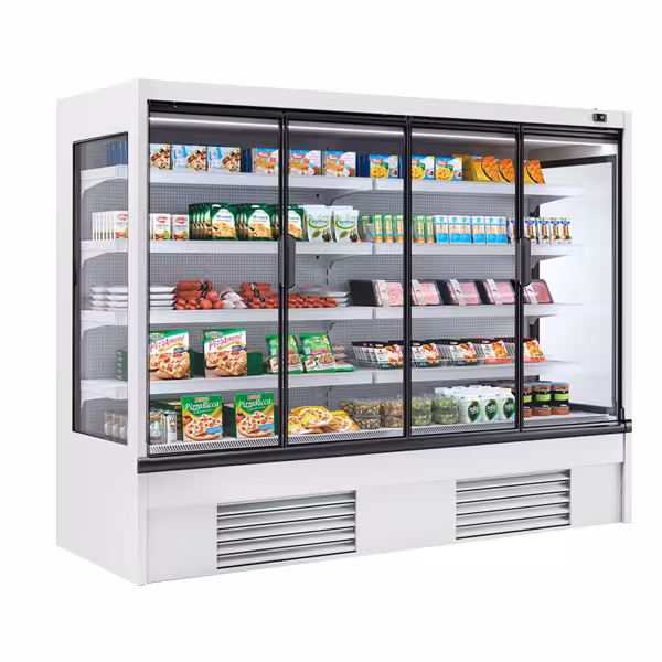 Murale Refrigerato Professionale - 2580mm - 1605l - +2°/+4°C - con 1 porta a battente in vetrocamera & 4 ripiani - Bianco