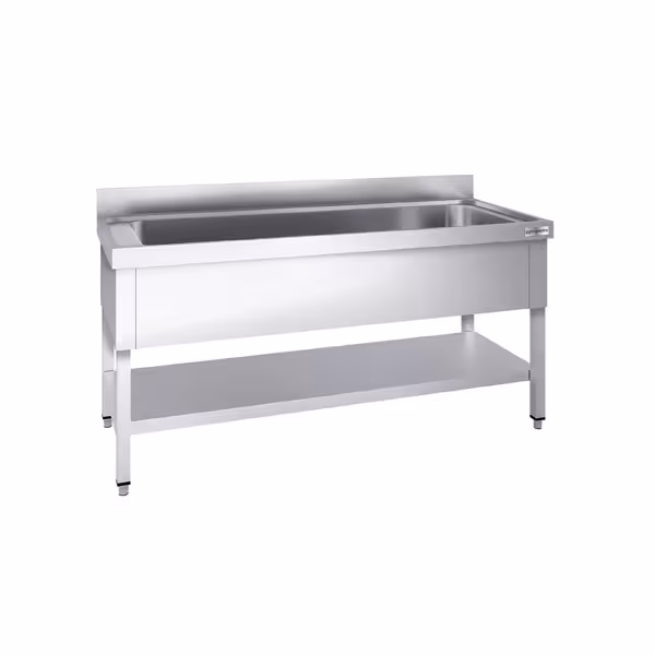 Stół zlewozmywakowy do mycia garnków Premium  - 1200x600mm - z dolną półką & 1 zlewem 