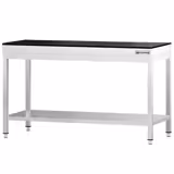 Edelstahl Arbeitstisch PREMIUM - 1500x600mm - mit Grundboden - inkl. Granitarbeitsplatte