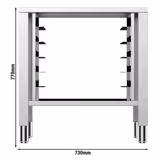 Kombiuunin alusta - 730x600 mm; 770 mm korkea; 5x GN 1/1 teline - ruostumaton teräs AISI 430 - yhteensopiva: KD-sarja - sis. Blechhalter 5x GN 1/1