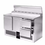 Ψυγείο πάγκος προετοιμασίας Mini PREMIUM - 1.368x700 mm - 2 πόρτες & 2 συρτάρια - για 8x GN 1/6 λεκανάκια