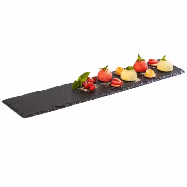 (6 stuks) Leistenen serveerschaal - 470x100mm - hoogte: 10mm - leisteen - zwart