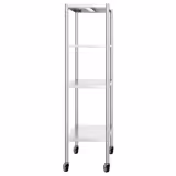 Edelstahlregal PREMIUM - 1400x490mm - mit 4 Ablagen (VERSTELLBAR) - inkl. 4 Rollen