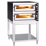Forno de pizza elétrico Power - Base em pedra refratária - 4+4x Ø35cm - Eletromecânico - com base - até 450°C