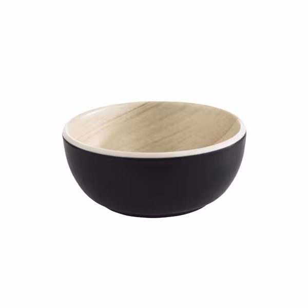 (6 stuks) Schaal - FRIDA - Melamine - 0,1L - rond - Ø85mm - stapelbaar - Zwart/Beige