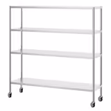 Regal od nehrđajućeg čelika (inox) PREMIUM - 1800x500 mm - Dubina: 500 mm - s 4 podesivim policama - uklj. 4 kotača (2 s kočnicom) - Nosivost: 80 kg po polici