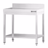 Nerezový pracovní stůl PREMIUM - 600x600 mm - se spodní policí & se zadním lemem & s vyztuženou pracovní deskou