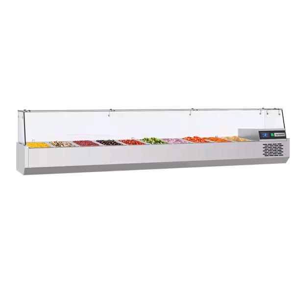 Opzetkoelvitrine PREMIUM - 2150x390mm - 10x GN 1/3