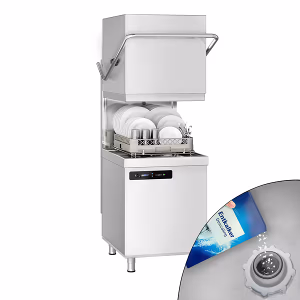 À double paroi Lave-vaisselle à capot professionnel - Électronique - 7,1kW - avec Pompes doseuses détergent & produit de rinçage + pompe de vidange