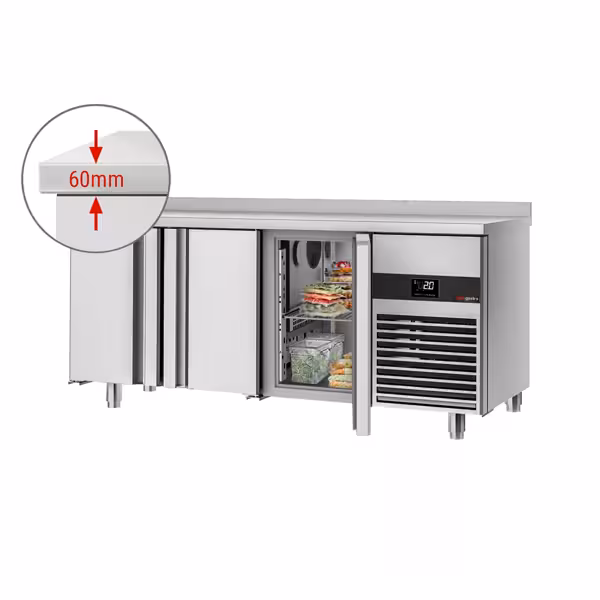 Commercial Counter Fridge PREMIUM - 1865x600mm - with 3 doors - capacity 385 litres - soft-closing system - digital thermostat