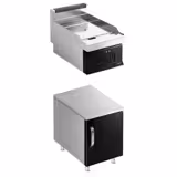 Fry Top Elettrico Professionale - piastra al cromo duro - 4,5 kW - Liscio - Superficie di cottura: 395x535mm - incl. base armadiata con 1 porte