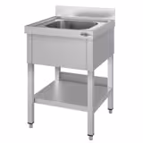 Stół ze zlewem ECO - 600x600x970mm - z półką - 1-komorowy komora pośrodku