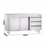 Masă de lucru cu dulap PREMIUM 1,4 m - cu 3 sertare pe dreapta