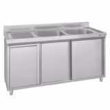 Meuble évier ECO - 1400 x 600 mm - avec poubelle & 2 bacs à droite