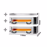 Four à pizza électrique Power – 6+6 x 34 cm – Manuel – incl. hotte et support inférieur