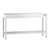 Mesa de trabajo de acero inoxidable | central PREMIUM - 1600x600mm - con estante inferior y refuerzo omega