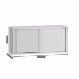 Edelstahl Wandhängeschrank ECO - 1400x400mm - mit Schiebetür - 650mm hoch