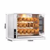 Gas Chicken Rotisserie Oven - 14.1kW - with 3 Skewers for up to 15 chickens