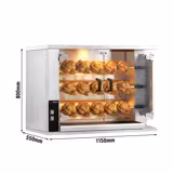 Gas Chicken Rotisserie Oven - 14.1kW - with 3 Skewers for up to 15 chickens