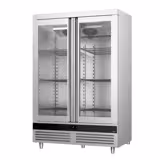 Koelkast RVS PREMIUM - GN 2/1 - 1400liter - tot -2°C tot +8°C - met 2 glasdeuren - geforceerde koeling, automatische ontdooiing & LED‑verlichting