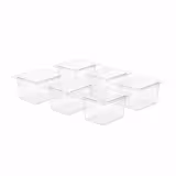 (6 pcs) Polypropylene Gastronorm Container GN 1/6 - Clear - 1.5L - Depth: 100mm