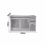 Comptoir de bar réfrigéré Premium PLUS – 1550 × 700 mm – 2 portes vitrées