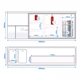 Flessenkoeler PREMIUM - 2500x700mm - 1 glazen deur & 5 laden