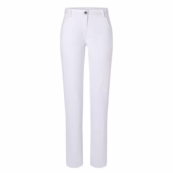 KARLOWSKY | Women's Chef Trousers Tina – White - Size 34 - Stretch - Zip Fly & Belt Loops
