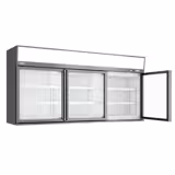 Supermarket- Lasiovellinen seinäpakastekaappi - 2100 mm - 346 l - -22 – -18 °C - mukana 3 lasiset saranaovet & 6 hyllyä - harmaa