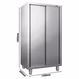 Commercial Stainless Steel Tableware Cabinet PREMIUM – 1200×600×1800 mm - 2 Sliding Doors - 3 Shelves - 0.90 mm Steel