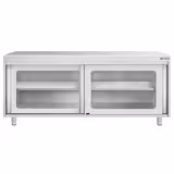 Tavolo armadiato in acciaio inox PREMIUM - 2000x600mm - con 2 porte scorrevoli