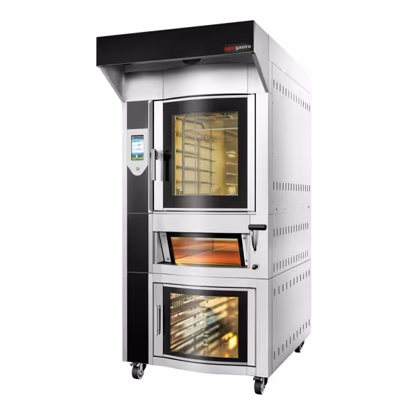 Döner elektrikli sıcak hava fırın - 6x EN 600x400 - Dokunmatik - pizza fırını, davlumbaz ve mayalama dolabı dahil - paslanmaz çelik