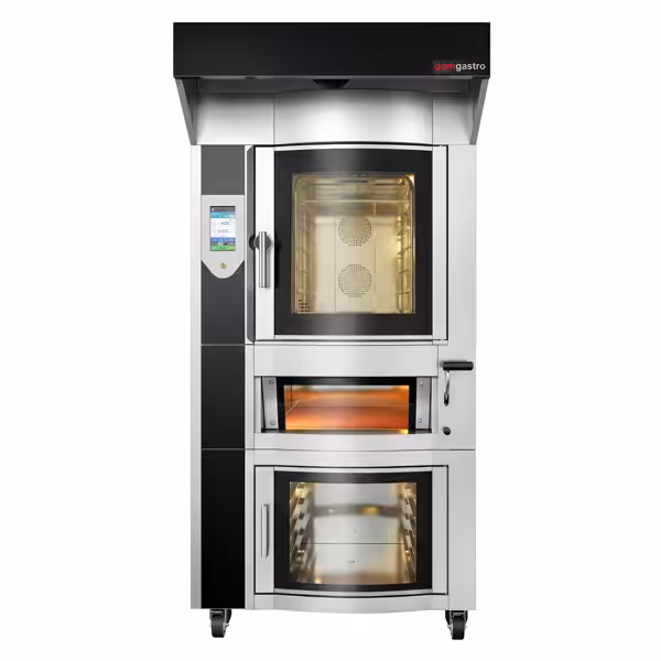 Cuptor electric rotativ pentru panificație cu aer cald - 6x EN 60x40 - Touch - incl. cuptor pentru pizza, hotă și proofer