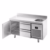 Table réfrigérée Premium PLUS - 1468 x 700 mm - avec 1 bac, 1 porte, 2 tiroirs - dosseret
