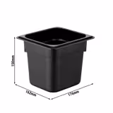(6 pcs) Polycarbonate Gastronorm Container GN 1/6 - Black - 2.2L - Depth: 150mm