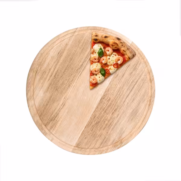 Pizza Tabağı - Yuvarlak - Ahşap, Ø260mm, Oluklu/Kanallı Yüzey