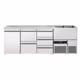 Comptoir de bar réfrigéré PREMIUM - 2500x700mm - 1 porte & 5 tiroirs