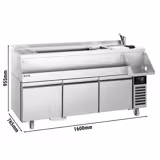 Mesa refrigerada de coctelería - 1,6 x 0,6 m - 235 litros - con 3 cajones 1/1 y baldas